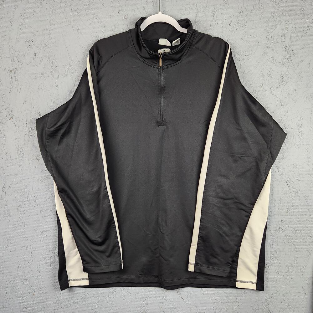 Slazenger Pullover Mens 2XL Black White Quarter Zip Athletic Stretch Pocket XXL
